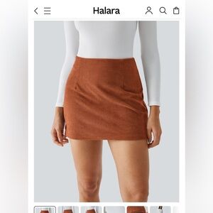 NEW HALARA Large Women's Corduroy Mini Skirt w/ shorts/skort - orange